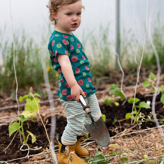 Apple Picking Organic T Shirt & Jogger Playset: Blue / 12-18m