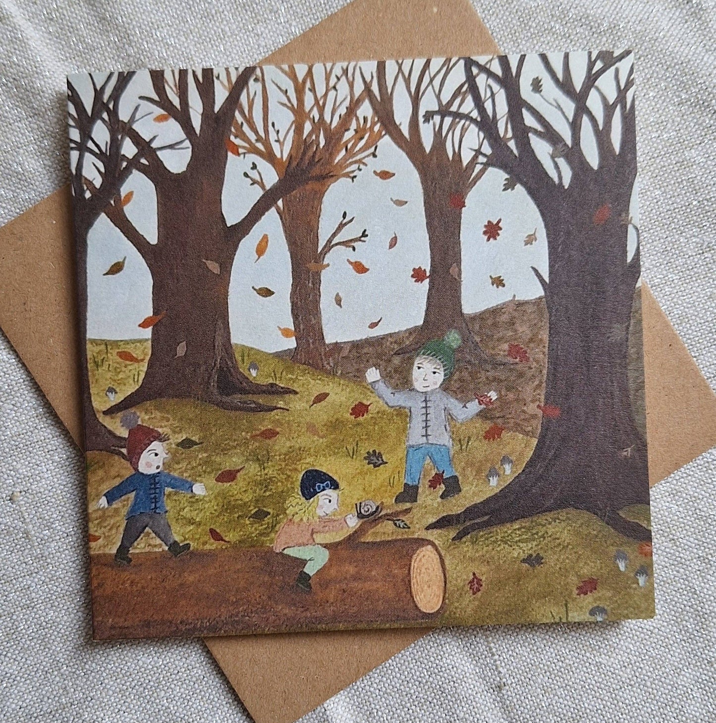 Autumn woods greetings card