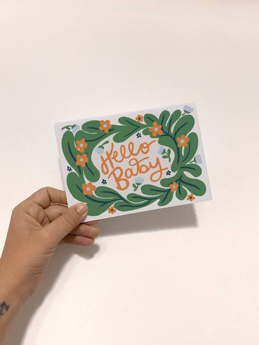 Hello Baby Floral Card