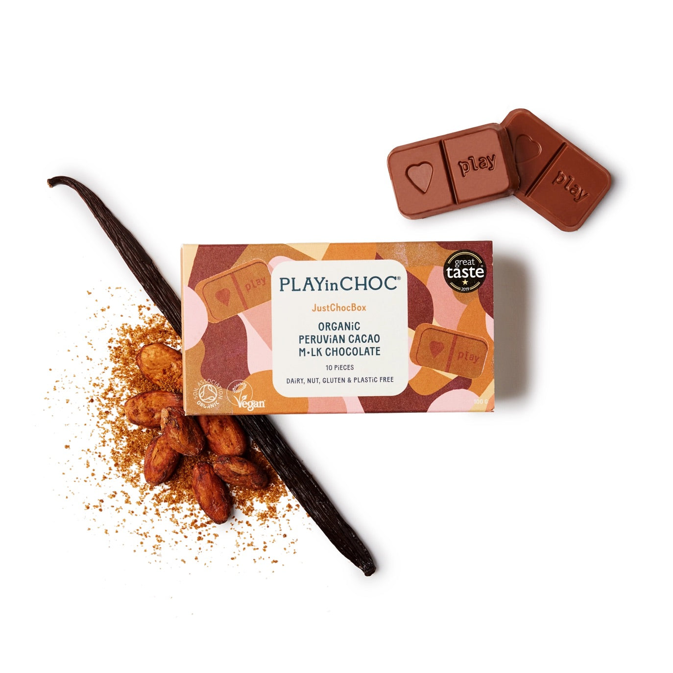 JustChoc Box Organic Peruvian Cacao M•lk Chocolate 100g