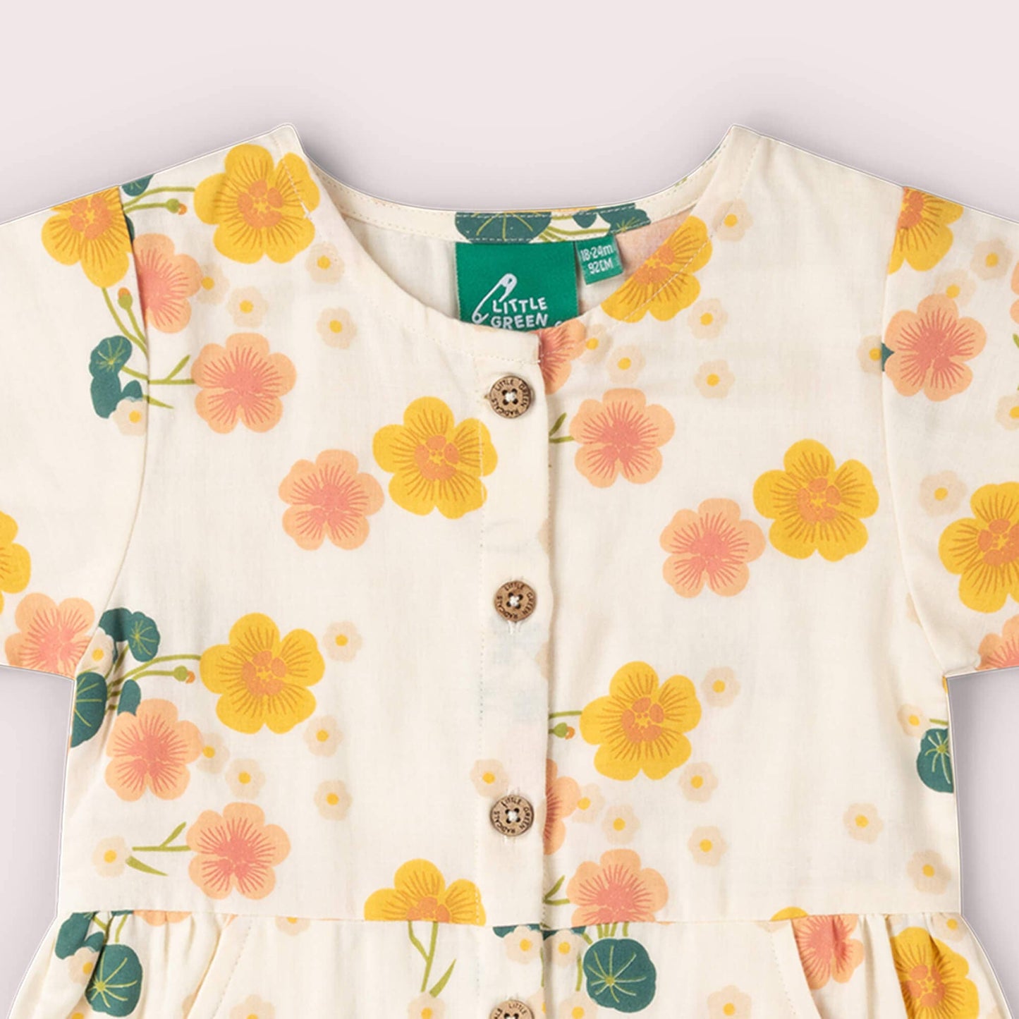 Button Through Short Sleeve Dress | Flora