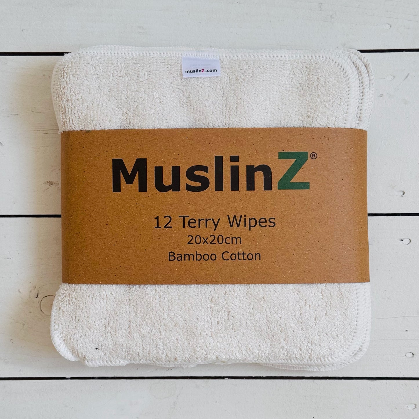 Twelve Pack Bamboo Cotton Terry Wipes 20x20cm