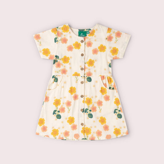 Button Through Short Sleeve Dress | Flora
