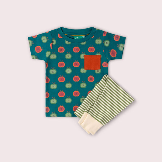 Apple Picking Organic T Shirt & Jogger Playset: Blue / 12-18m